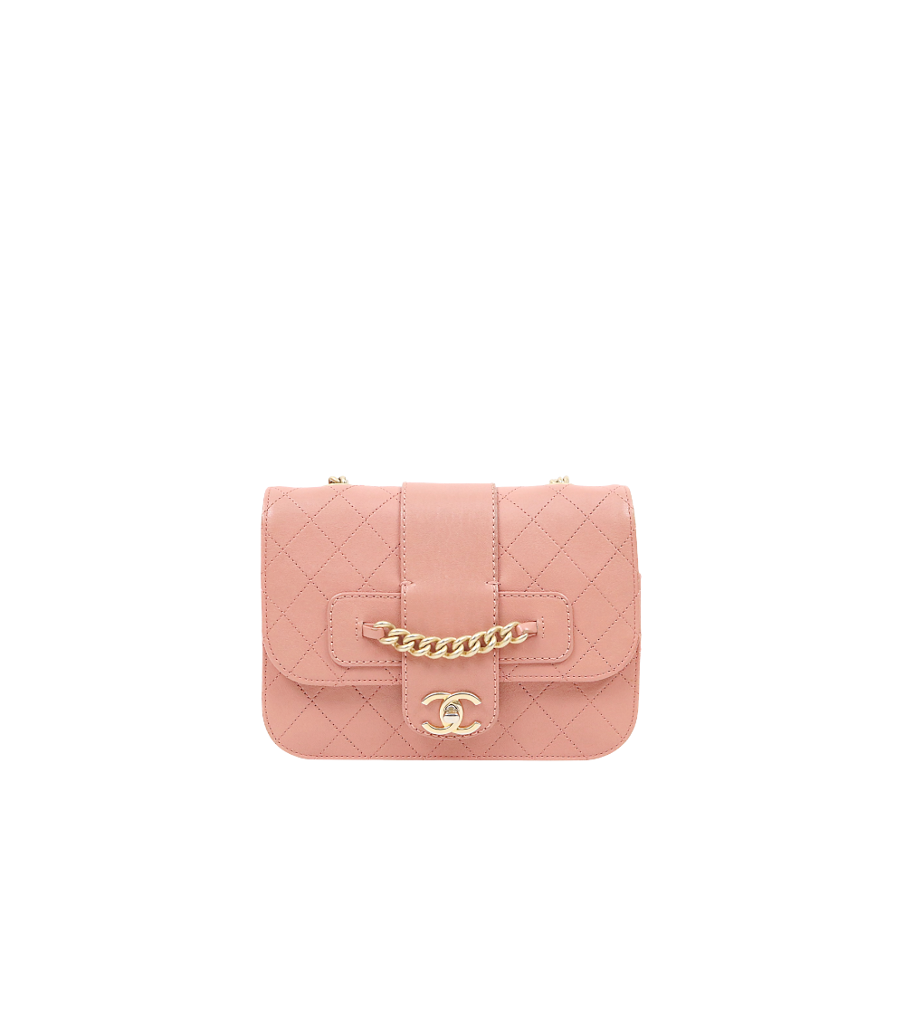 Chanel Pink Quilted CC Flap Chain Shoulder Bag