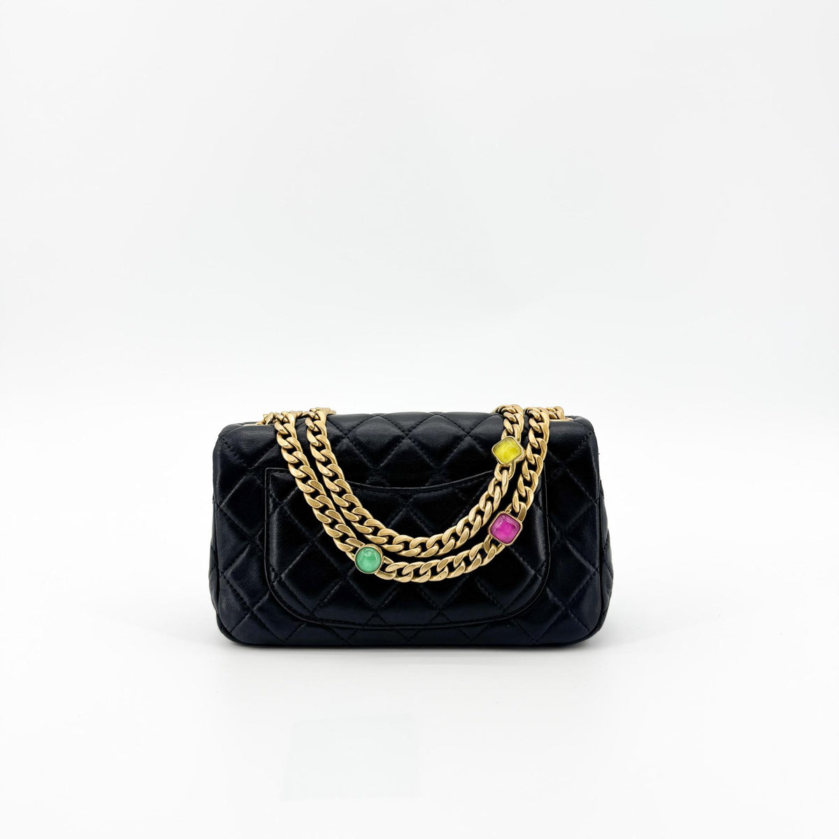 Chanel Lambskin Chunky Chain Mini Flap Bag Black Gold Hardware