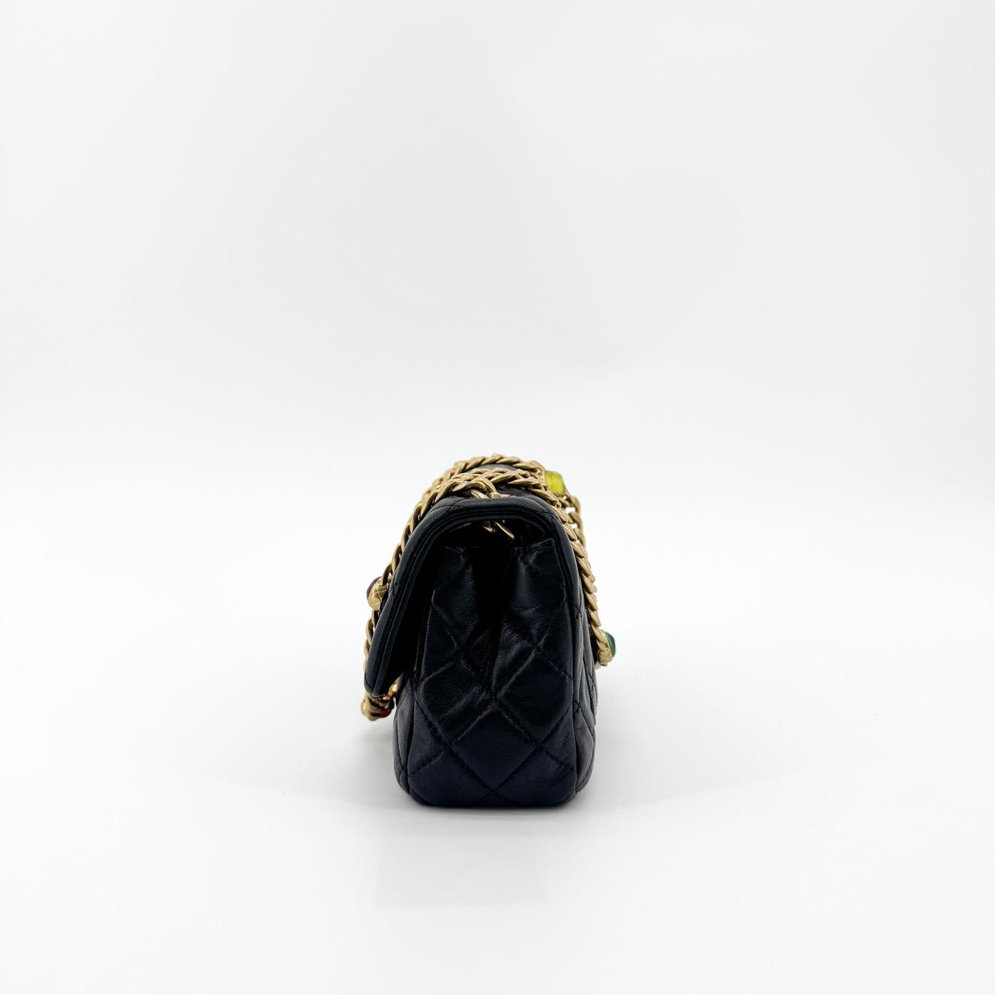 Chanel Lambskin Chunky Chain Mini Flap Bag Black Gold Hardware