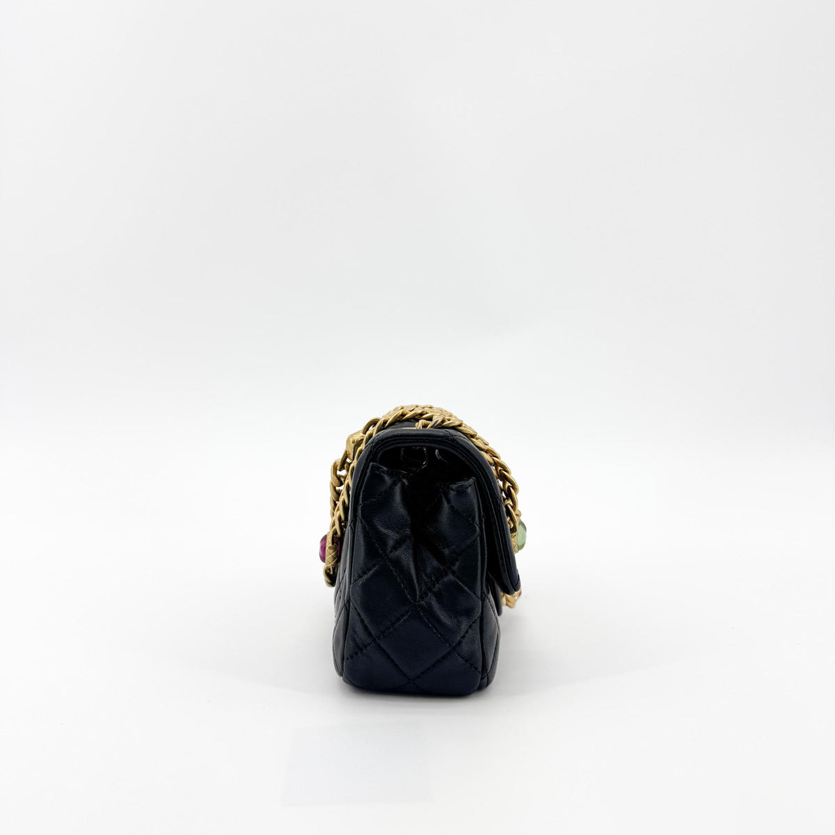 Chanel Lambskin Chunky Chain Mini Flap Bag Black Gold Hardware