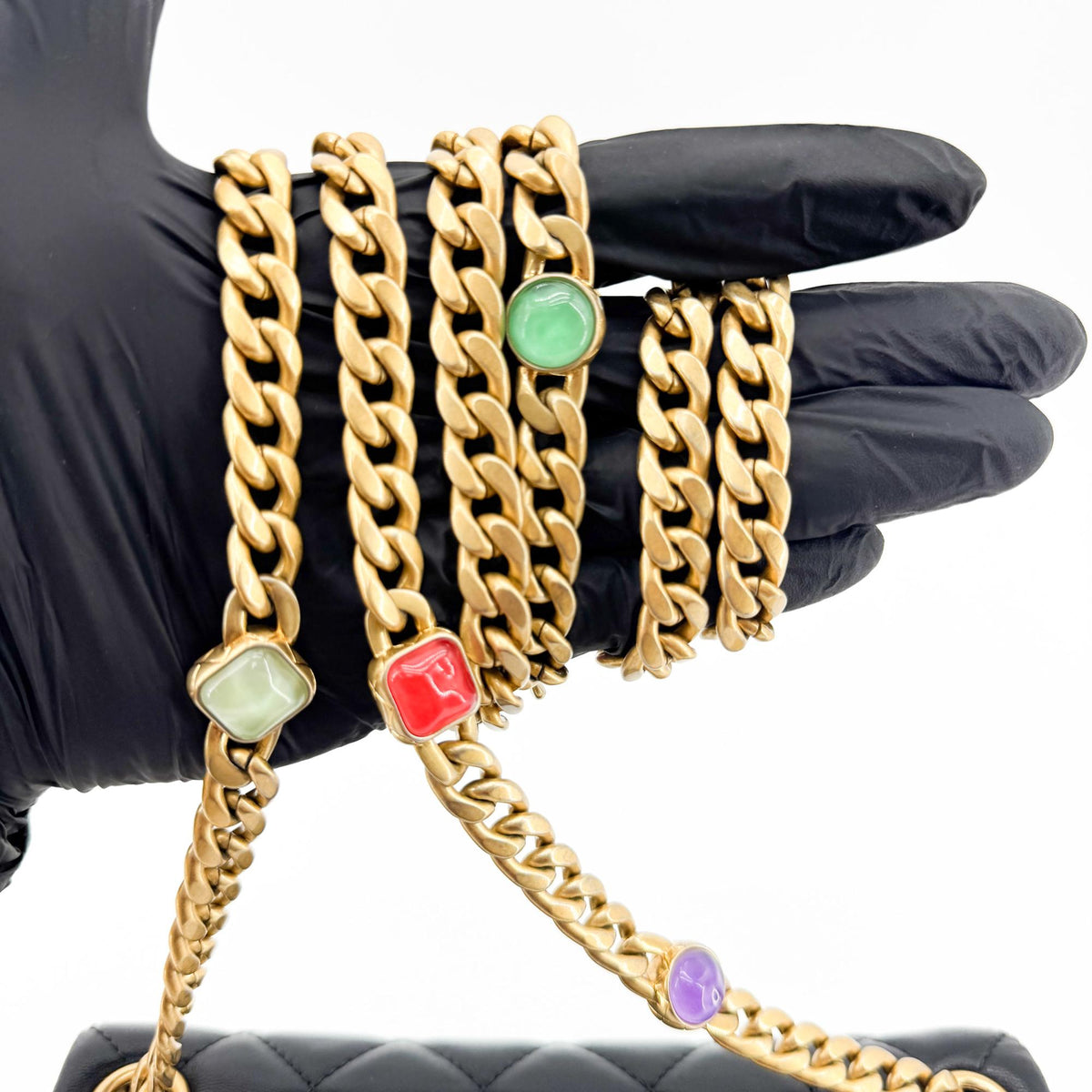 Chanel Lambskin Chunky Chain Mini Flap Bag Black Gold Hardware