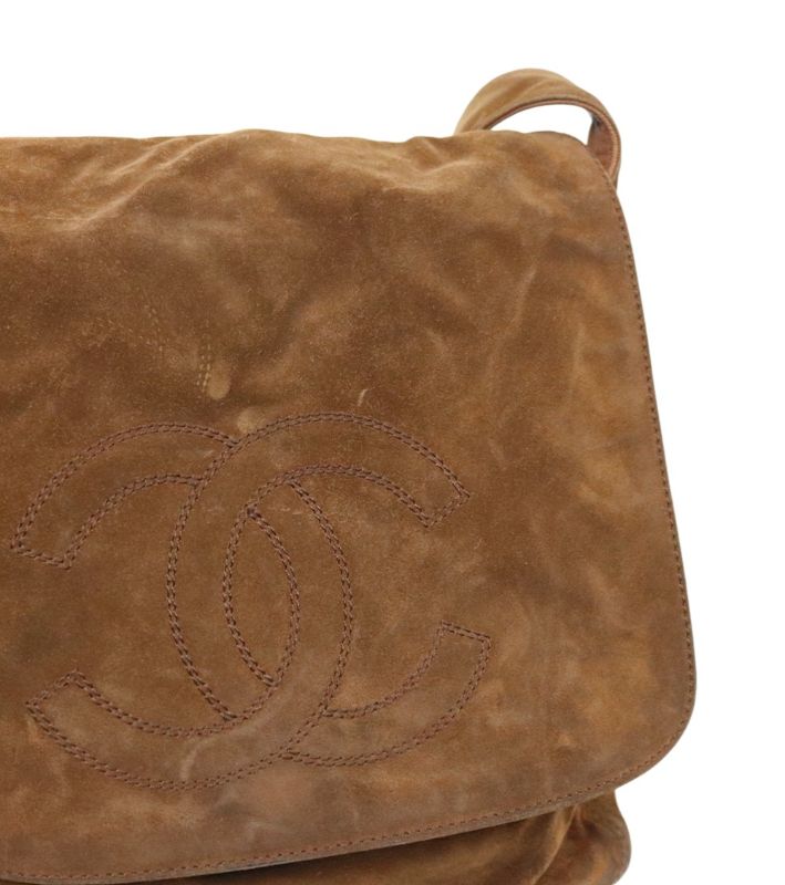 Chanel Brown Suede Big CC Tassel Flap Shoulder Bag
