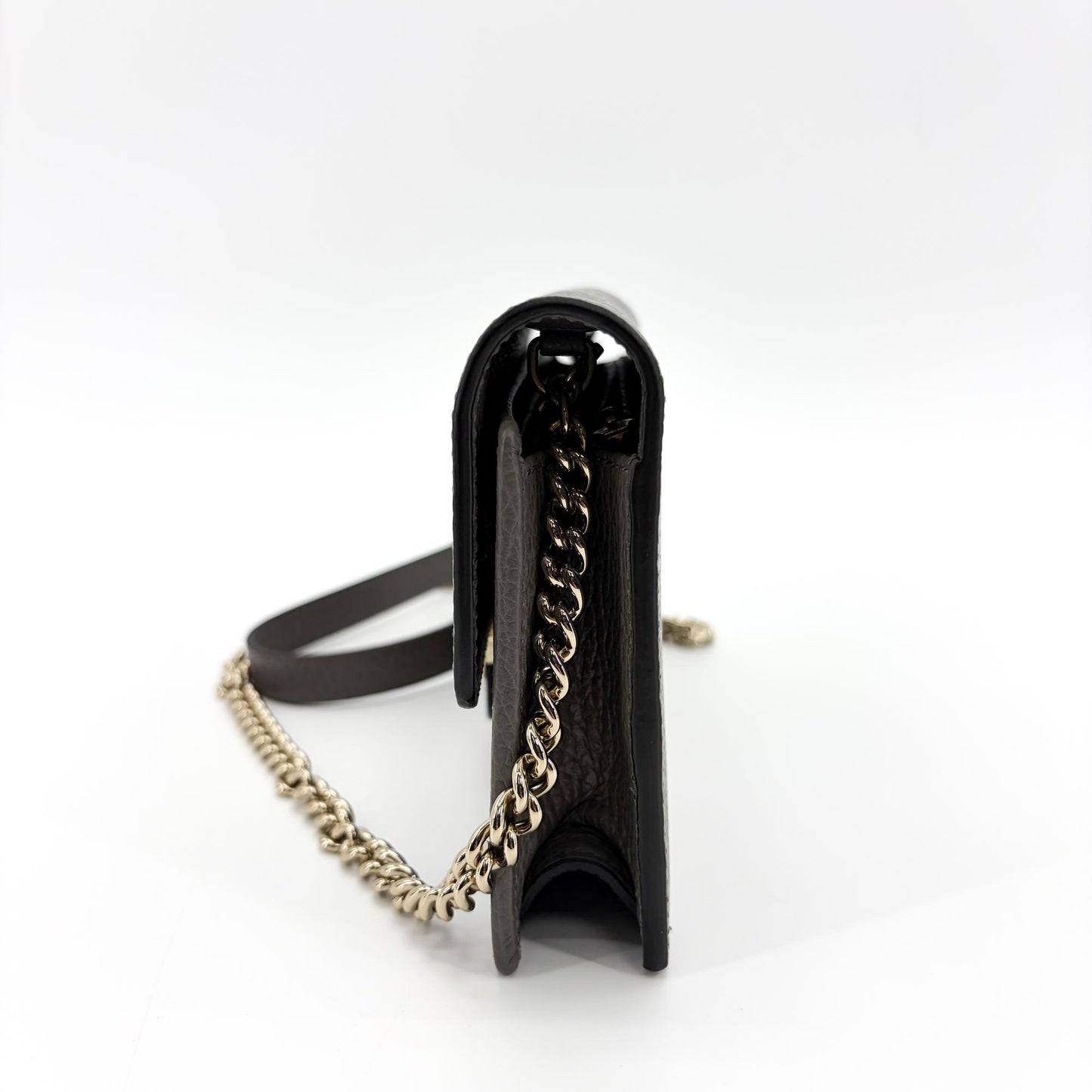 Gucci Interlocking G Chain Shoulder Bag Dark Gray