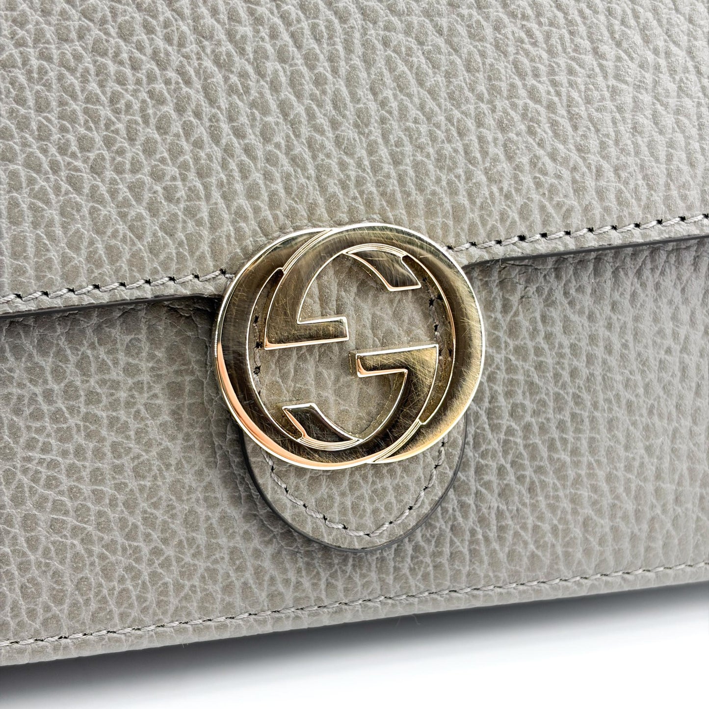 Gucci Interlocking G Chain Shoulder Bag Dark Gray