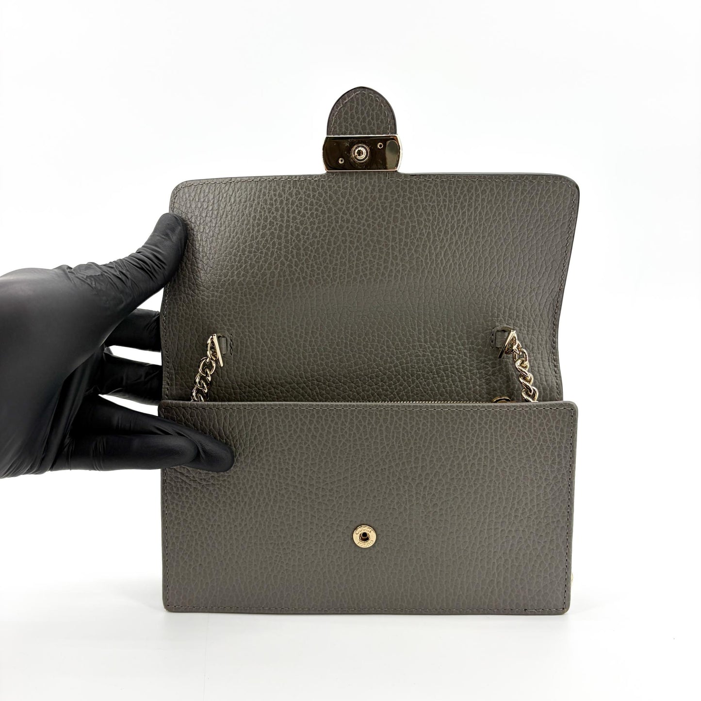 Gucci Interlocking G Chain Shoulder Bag Dark Gray