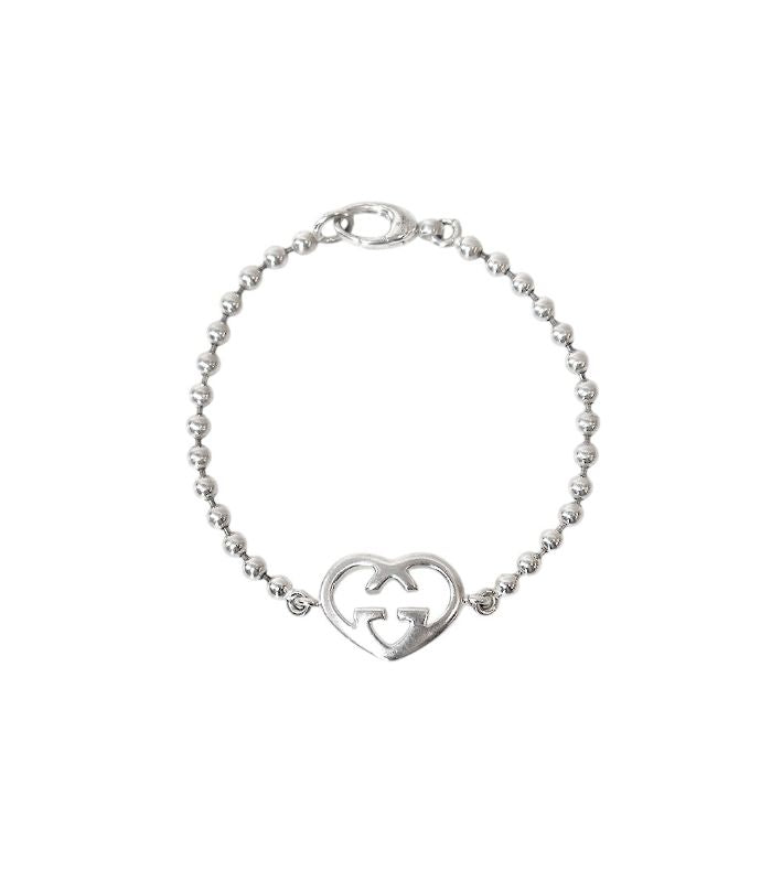 Gucci Heart Interlocking G Silver Bracelet