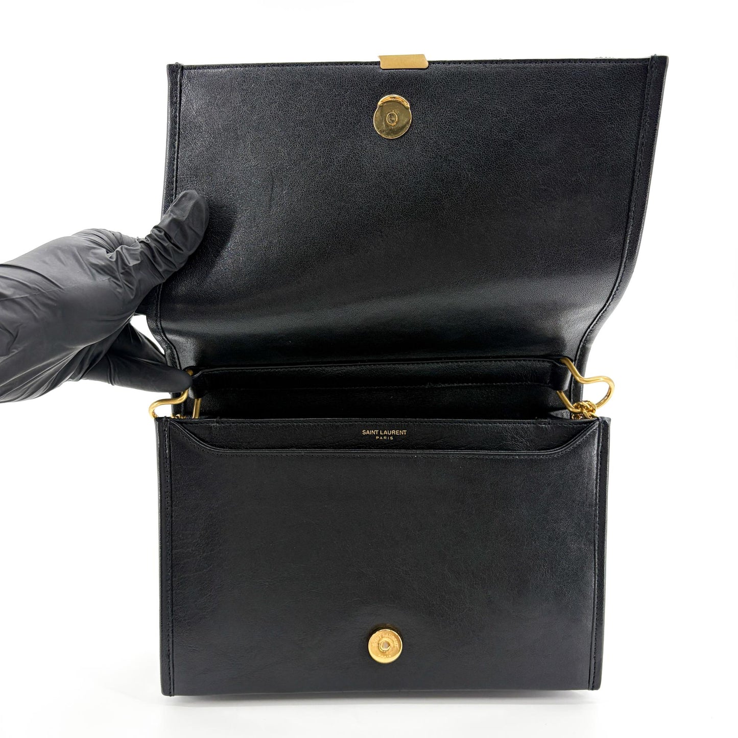 Saint Laurent Becky Medium Chain Shoulder Bag Black Gold Hardware