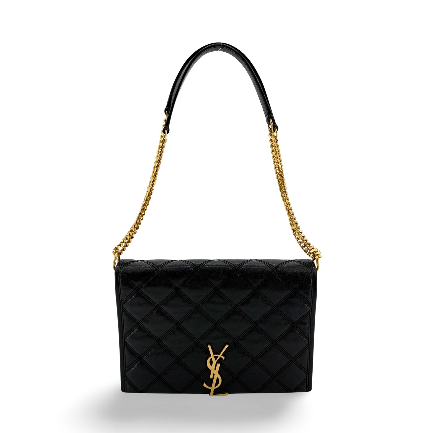 Saint Laurent Becky Medium Chain Shoulder Bag Black Gold Hardware