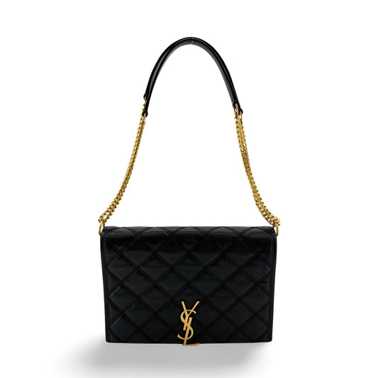 Saint Laurent Becky Medium Chain Shoulder Bag Black Gold Hardware
