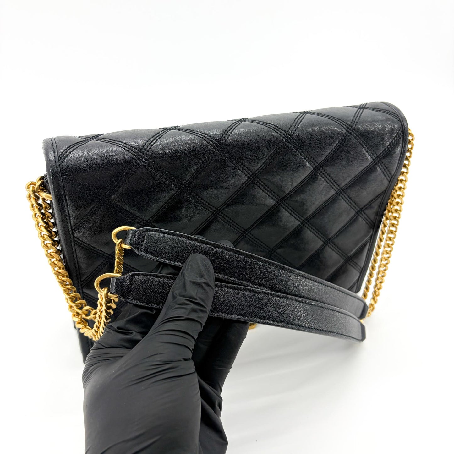 Saint Laurent Becky Medium Chain Shoulder Bag Black Gold Hardware