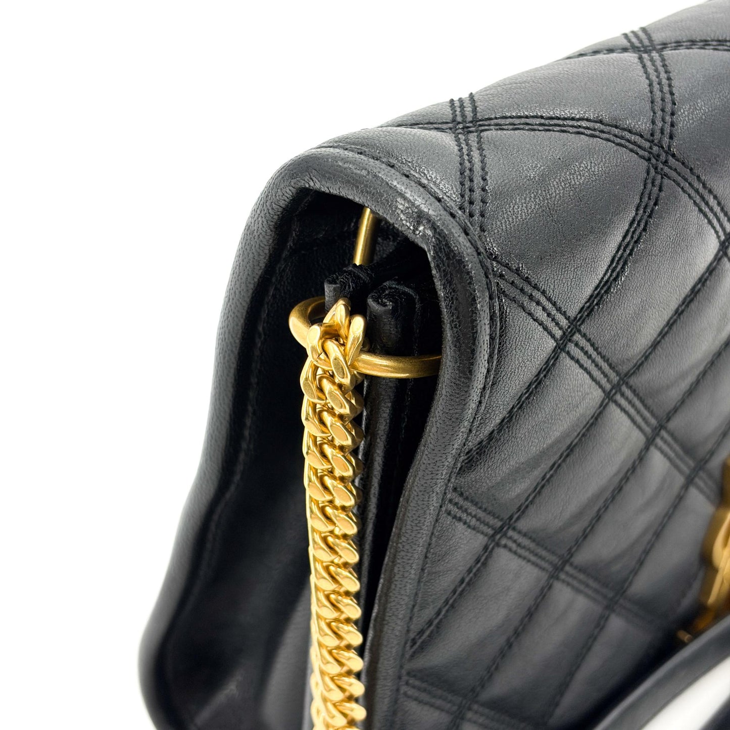 Saint Laurent Becky Medium Chain Shoulder Bag Black Gold Hardware