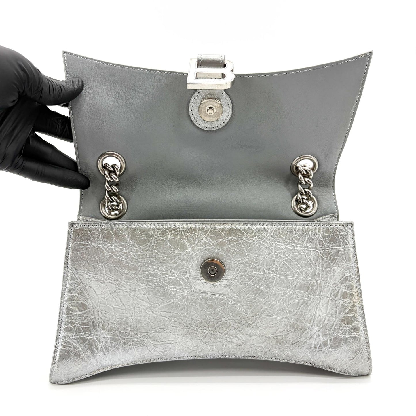 Balenciaga Small Crush Slingback with Charm Silver