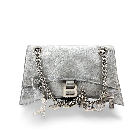 Balenciaga Small Crush Slingback with Charm Silver