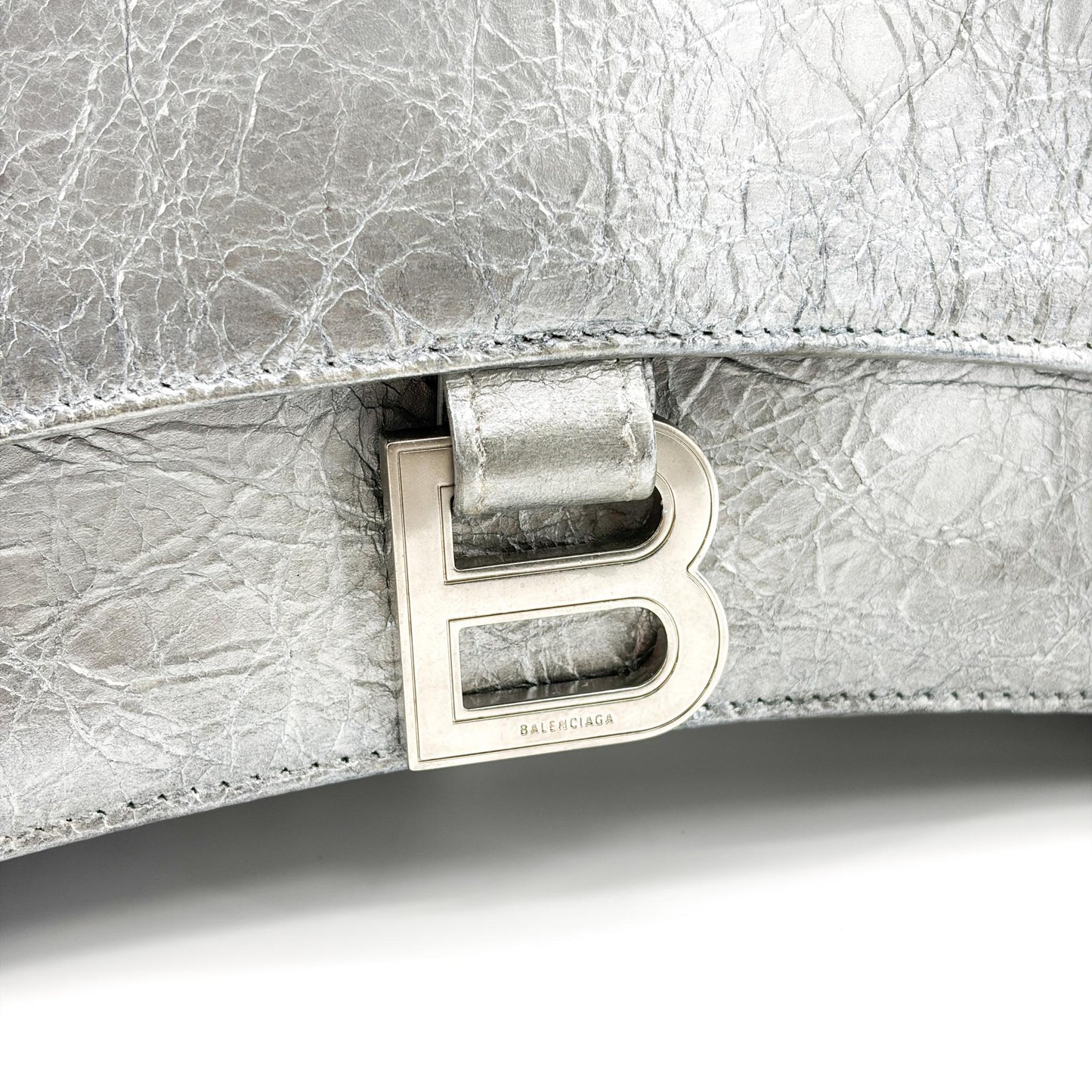 Balenciaga Small Crush Slingback with Charm Silver