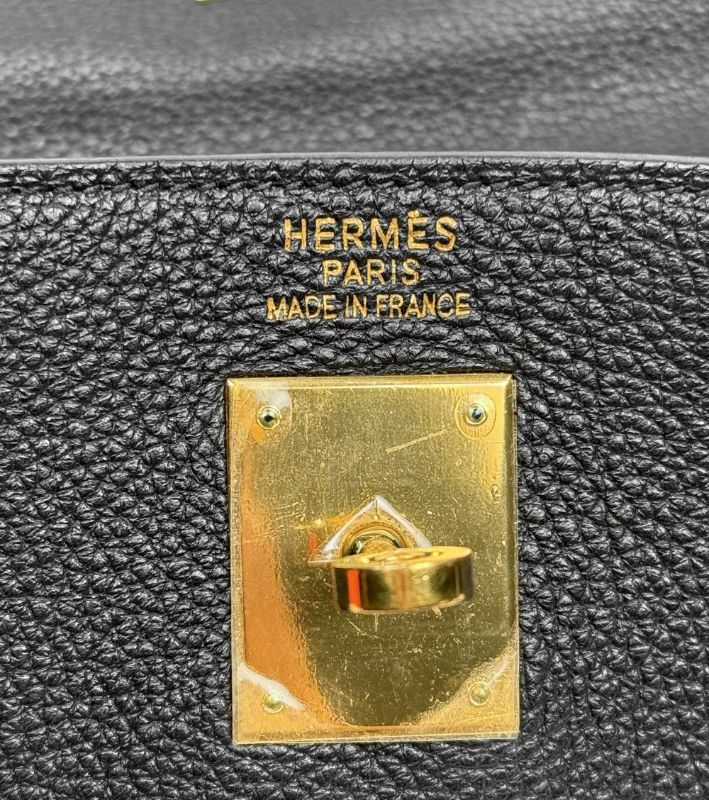 Hermès Black Kelly Bag Square L Engraved