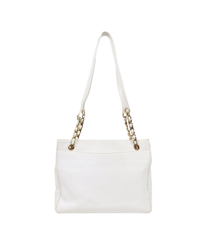 Chanel White Caviar Big CC Chain Shoulder Bag