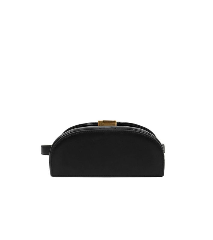 Saint Laurent Black Gold-Plated Matelassé Semi-Box Bag
