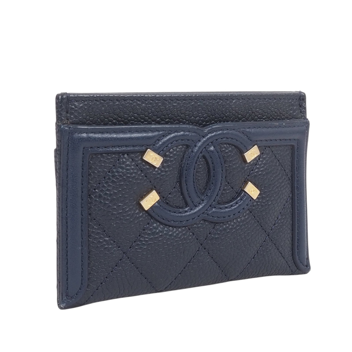 Chanel A81457 Caviar Filigree Card Holder