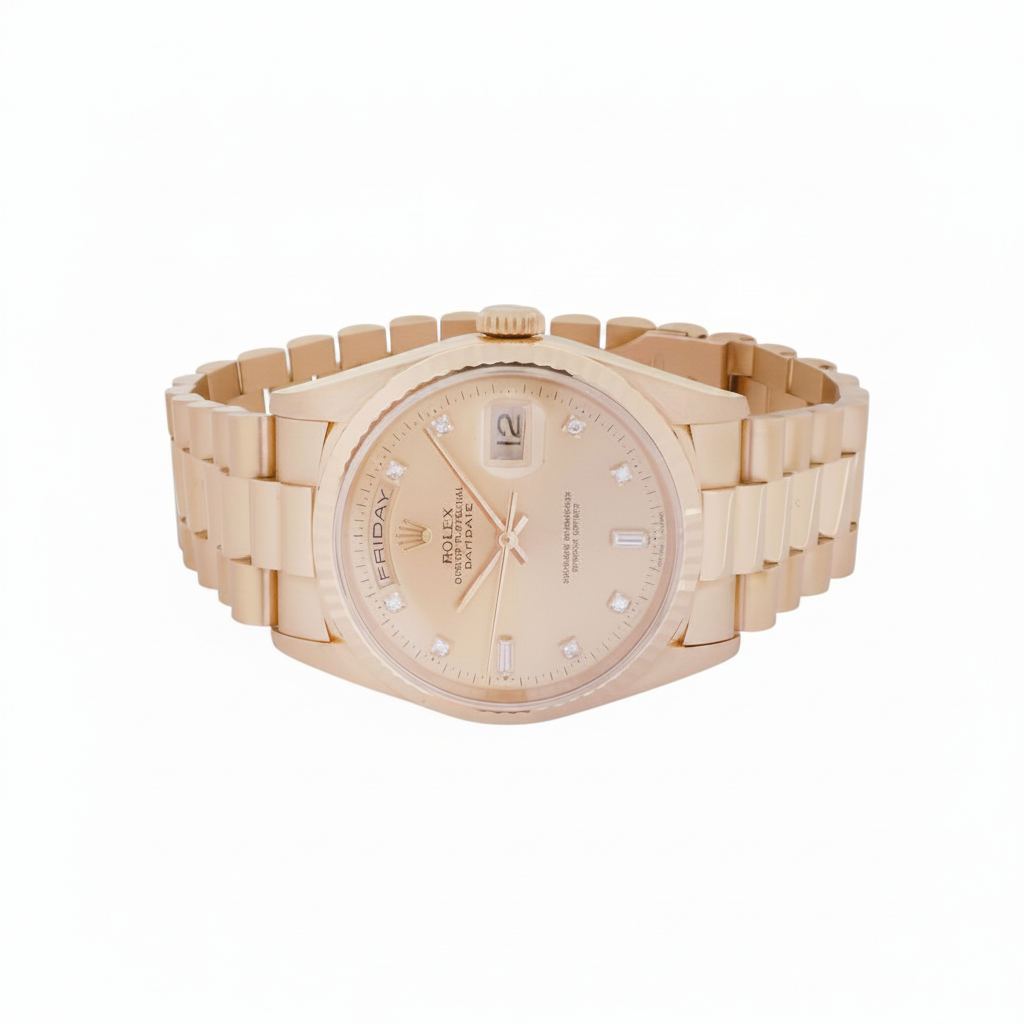 Rolex 18238 Yellow Gold Case Day-Date Diamond Automatic Watch