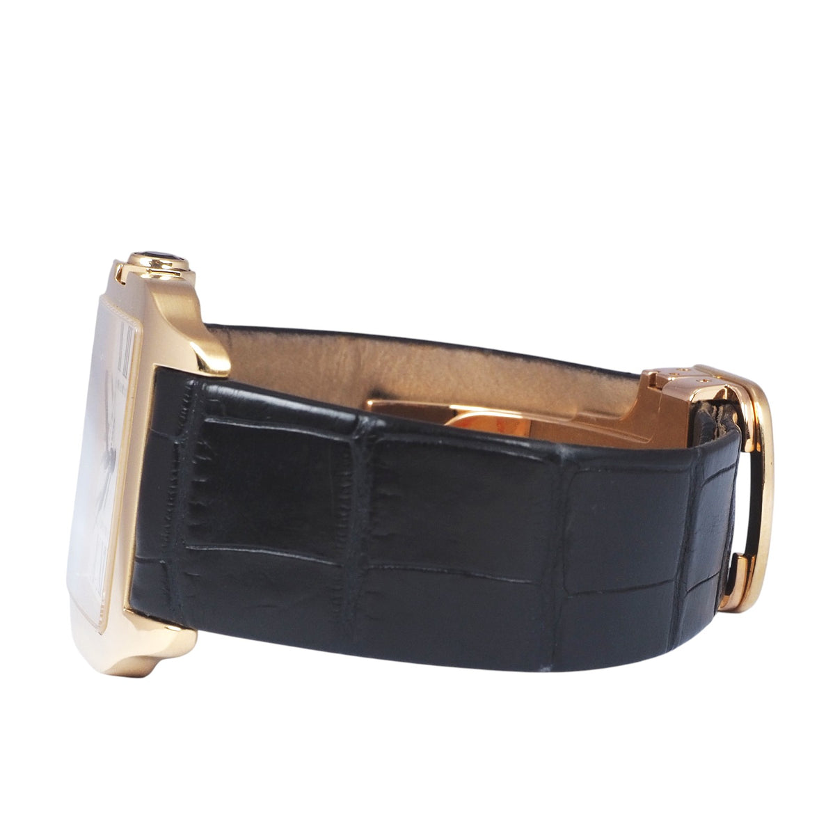 Cartier W2009351 Yellow Gold Santos-Dumont Quartz Leather Band Watch