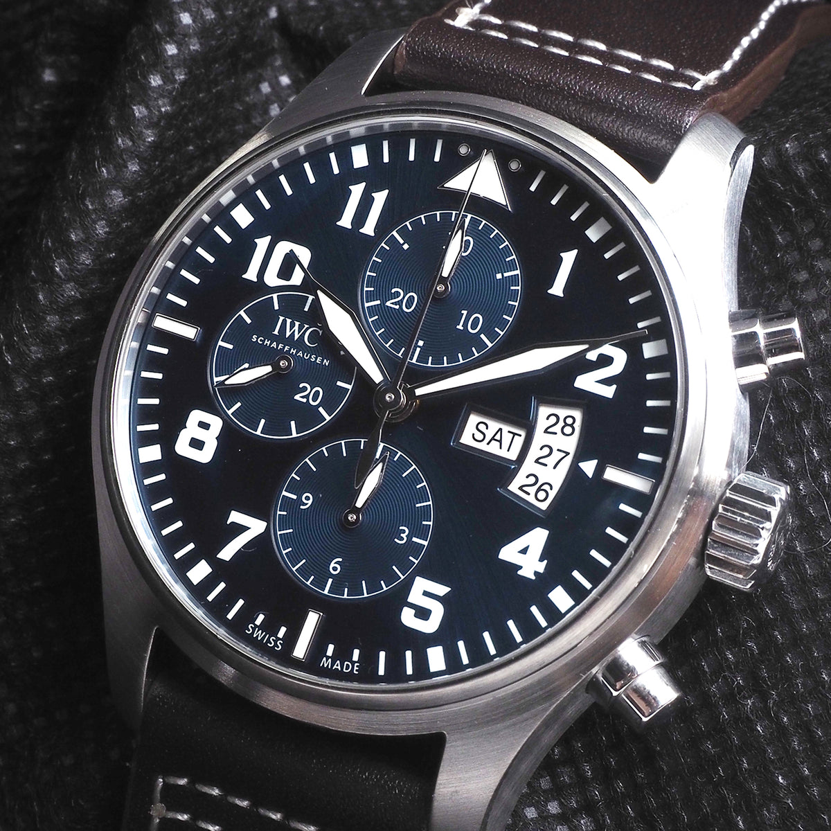 IWC IW377706 Pilot Little Prince Chronograph Automatic Leather Band Watch