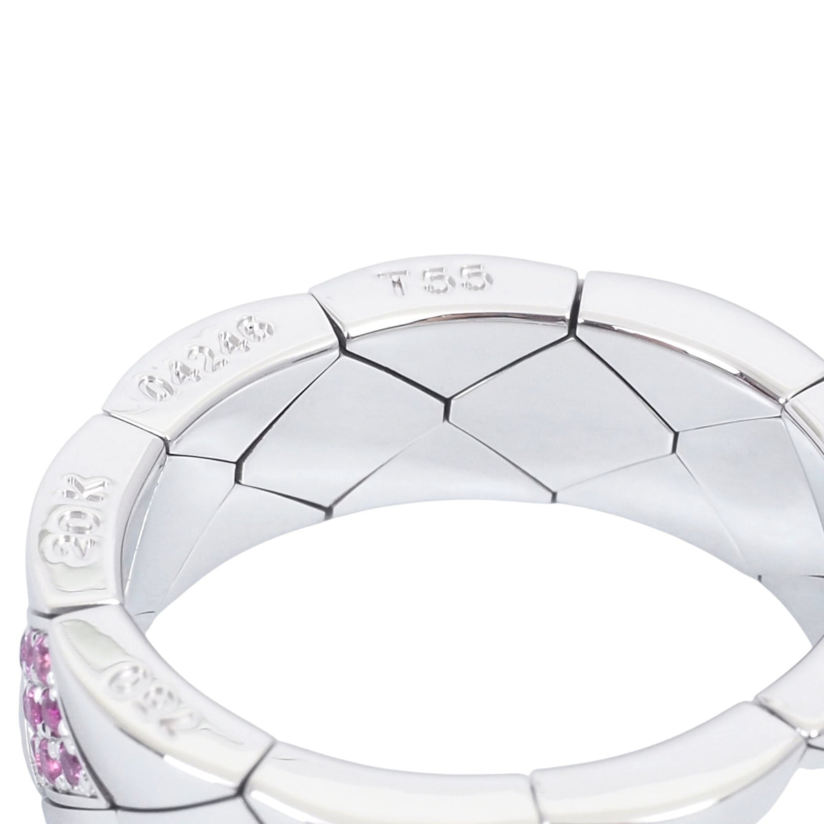 Chanel White Gold Matelassé Pink Sapphire Ring
