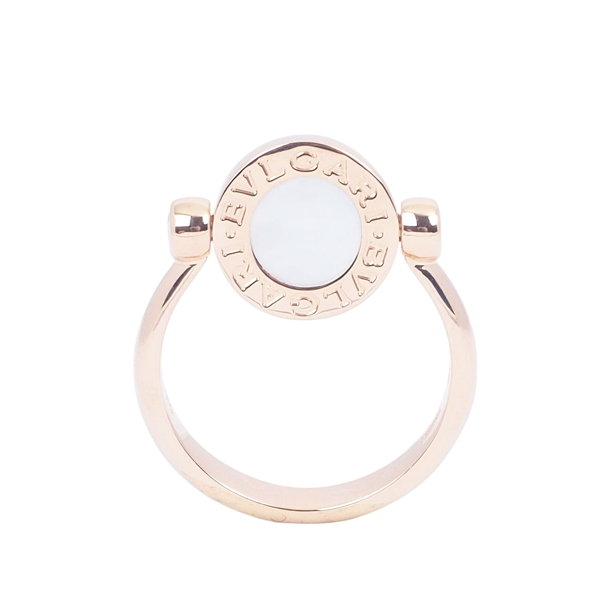Bulgari 350540 Rose Gold BB Pearl Diamond Flip Ring