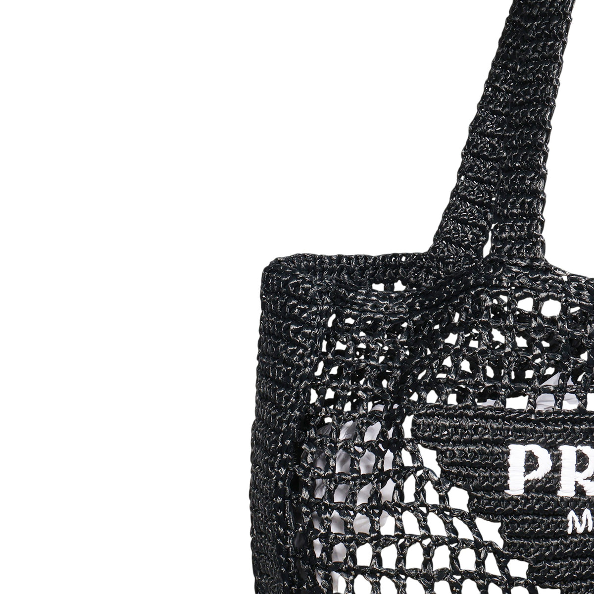 Prada 2VG105 Raffia Crochet Tote Bag