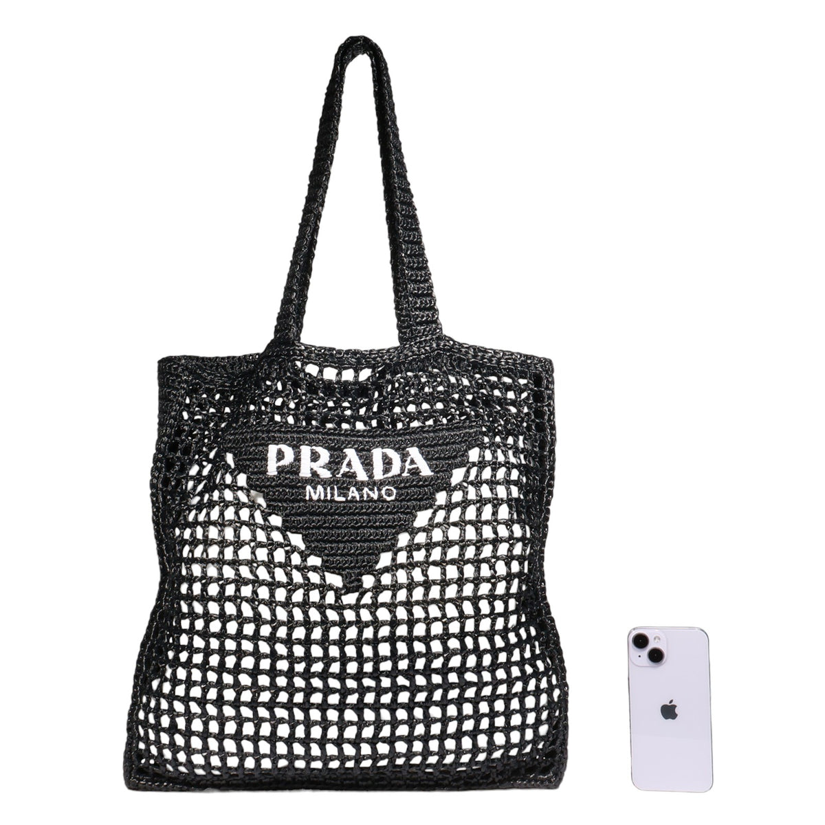 Prada 2VG105 Raffia Crochet Tote Bag