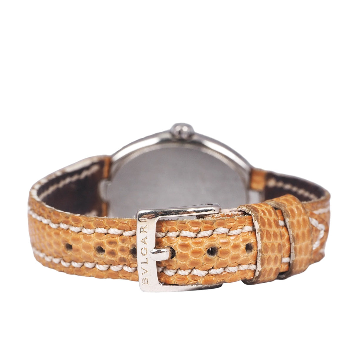 Bulgari OVW27G White Gold Oval Quartz Leather Band Watch