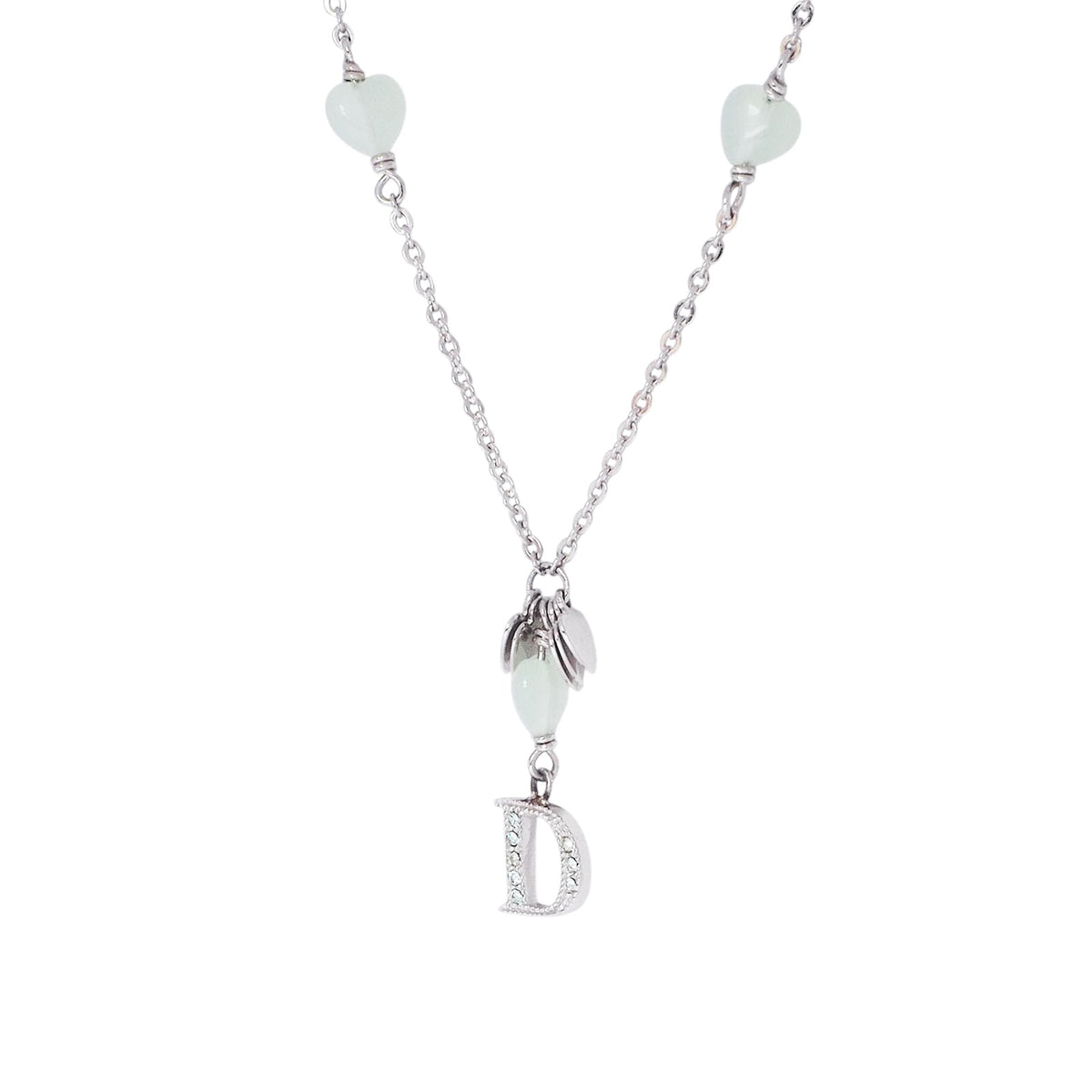 Dior D22337 Rhinestone D & Spade Charm Necklace