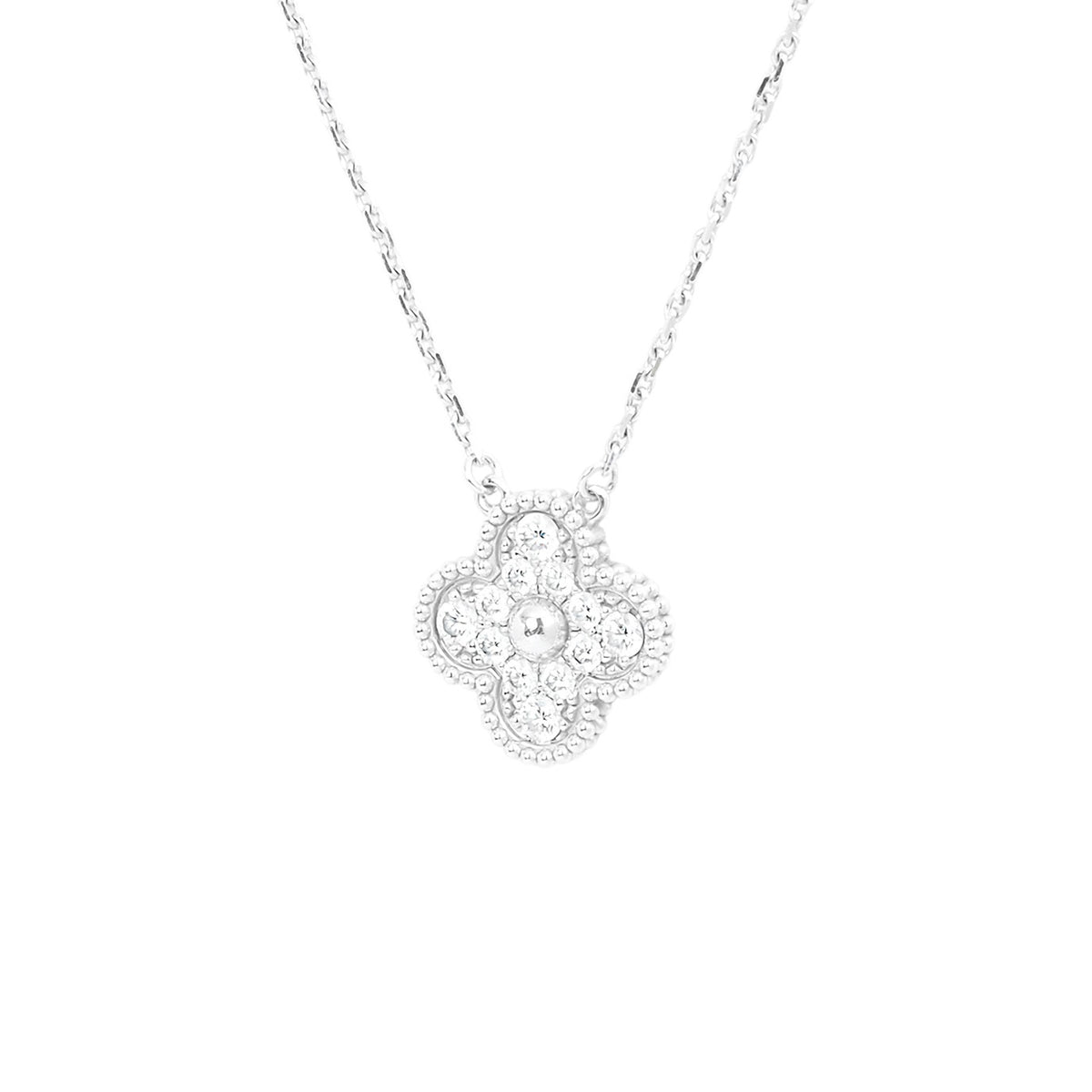 Van Cleef & Arpels VCARA46100 White Gold Vintage Alhambra Diamond Necklace