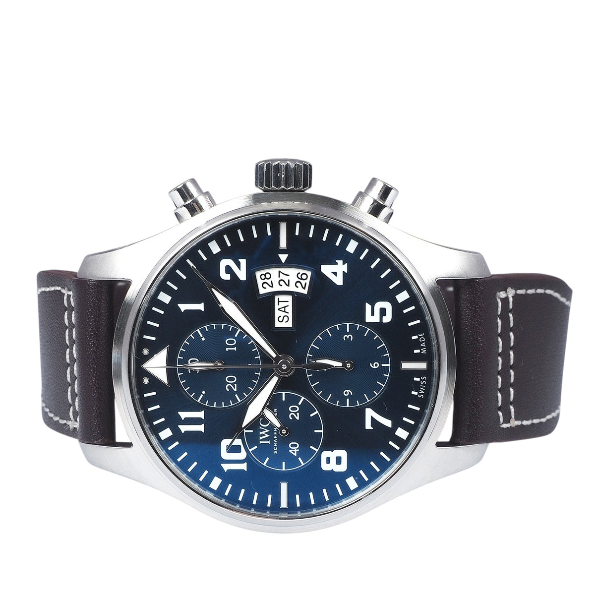 IWC IW377706 Pilot Little Prince Chronograph Automatic Leather Band Watch