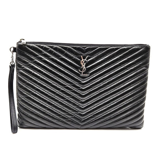 Saint Laurent Matrassé Clutch Large Silver Hardware