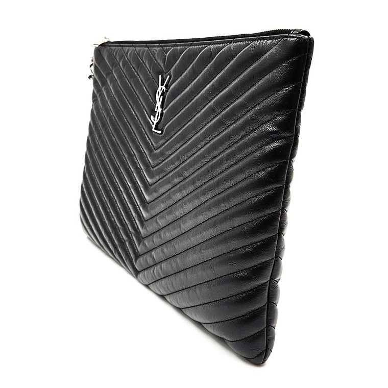 Saint Laurent Matrassé Clutch Large Silver Hardware