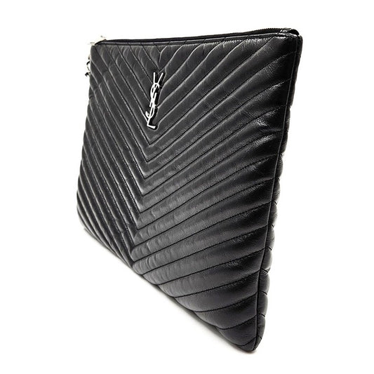 Saint Laurent Matrassé Clutch Large Silver Hardware