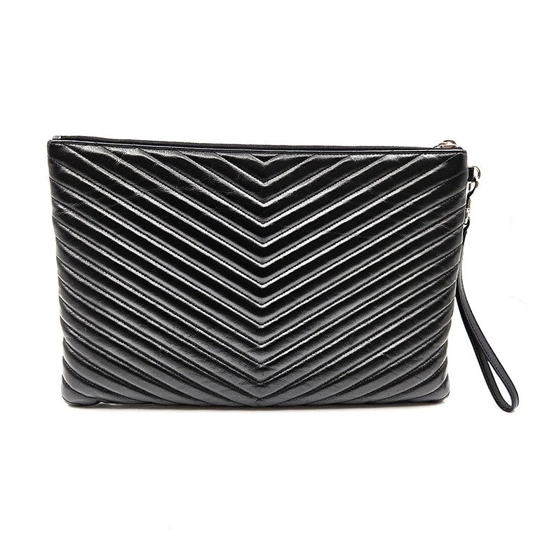 Saint Laurent Matrassé Clutch Large Silver Hardware