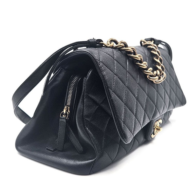 Chanel calfskin chain top-handle shoulder bag