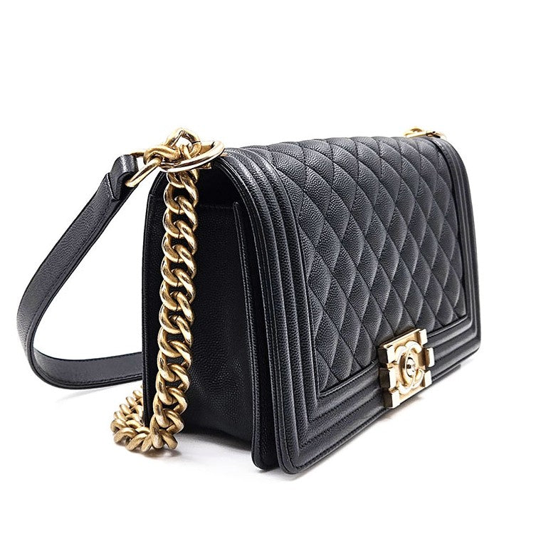 Chanel Caviar Gold Hardware Boy Bag Medium