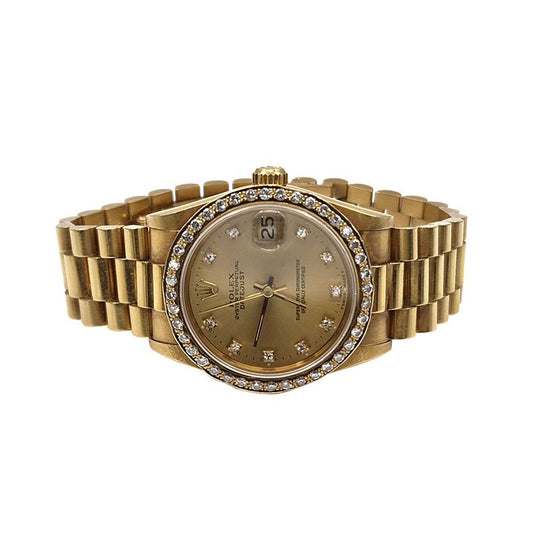 Rolex Dayjust Diamond Gold Watch (68278)