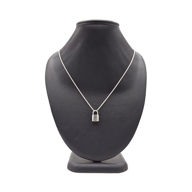 Louis Vuitton Silver Lockit LEARN Necklace (Q03273)
