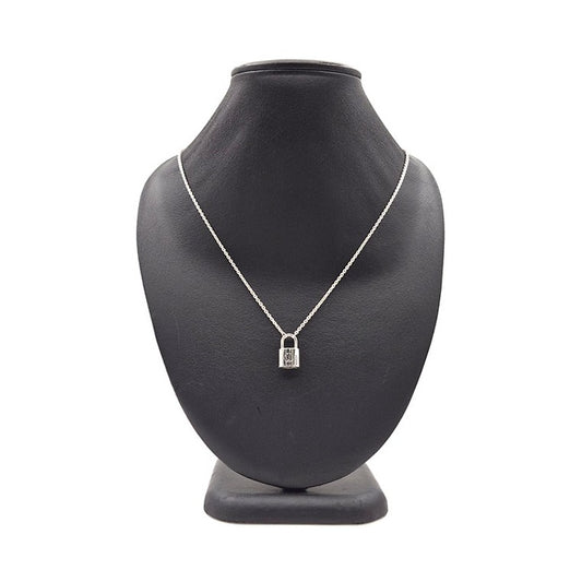 Louis Vuitton Silver Lockit LEARN Necklace (Q03273)