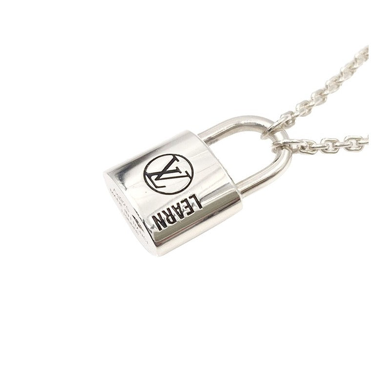 Louis Vuitton Silver Lockit LEARN Necklace (Q03273)