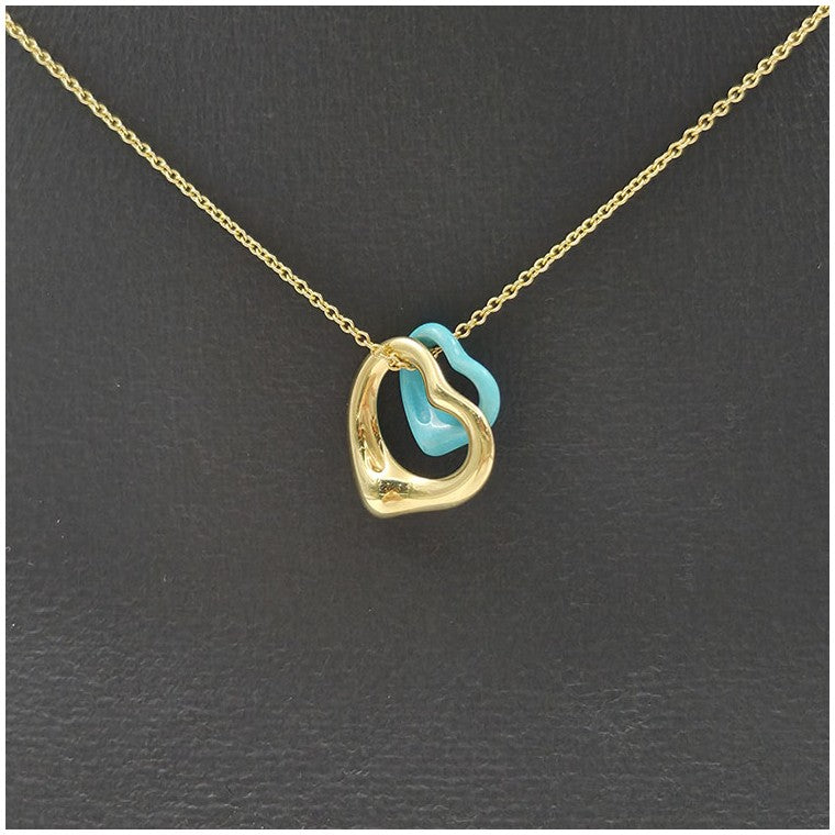 Tiffany Elsa Peretti Open Heart Turquoise Necklace
