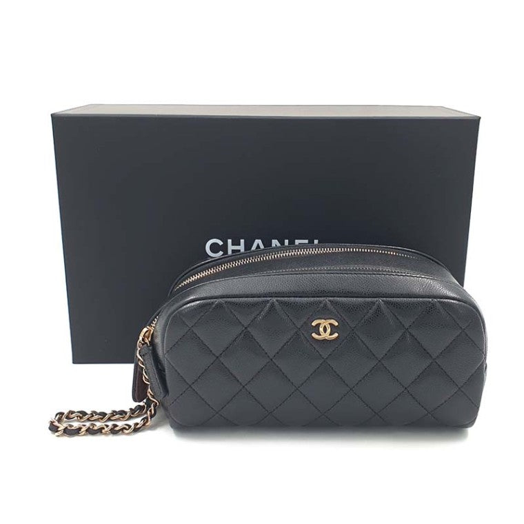 Chanel Caviar Bowling Pouch Bag