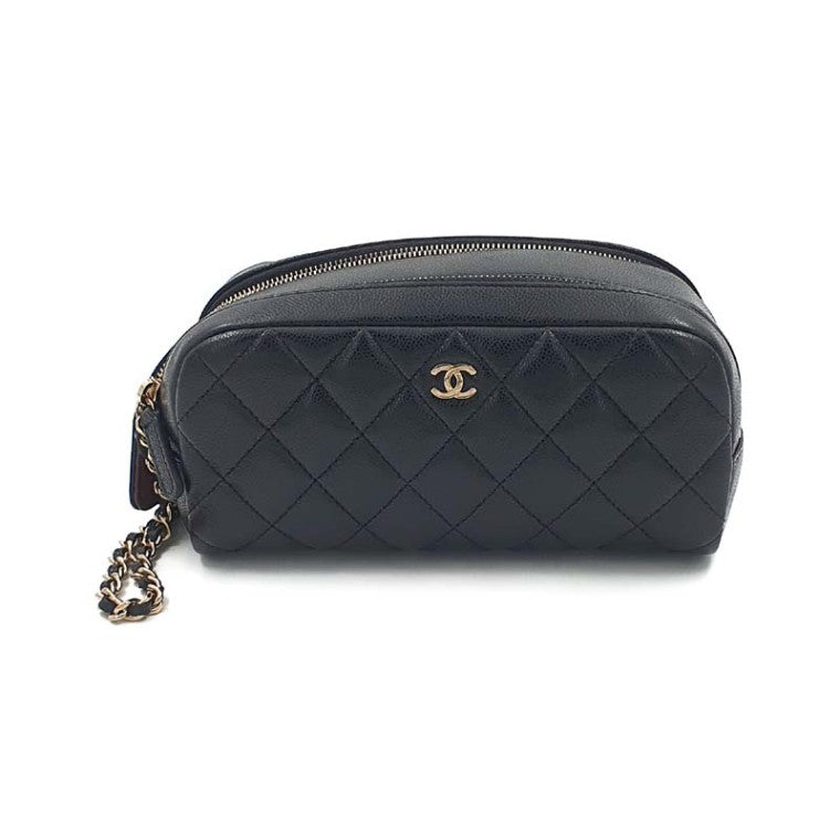 Chanel Caviar Bowling Pouch Bag