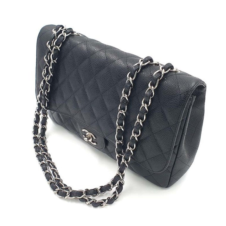 Chanel Classic Caviar Silver Hardware Large