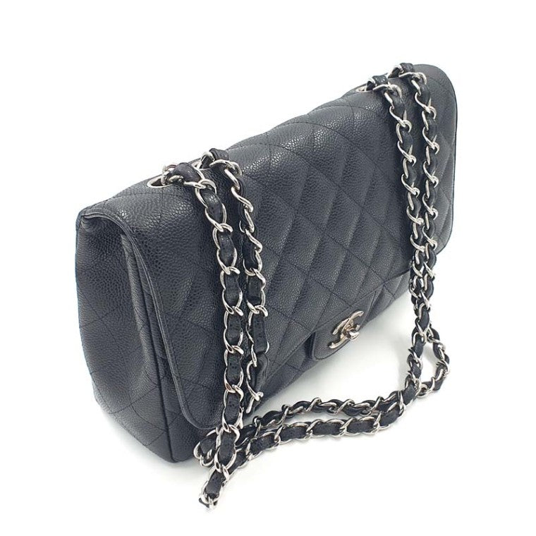 Chanel Classic Caviar Silver Hardware Large