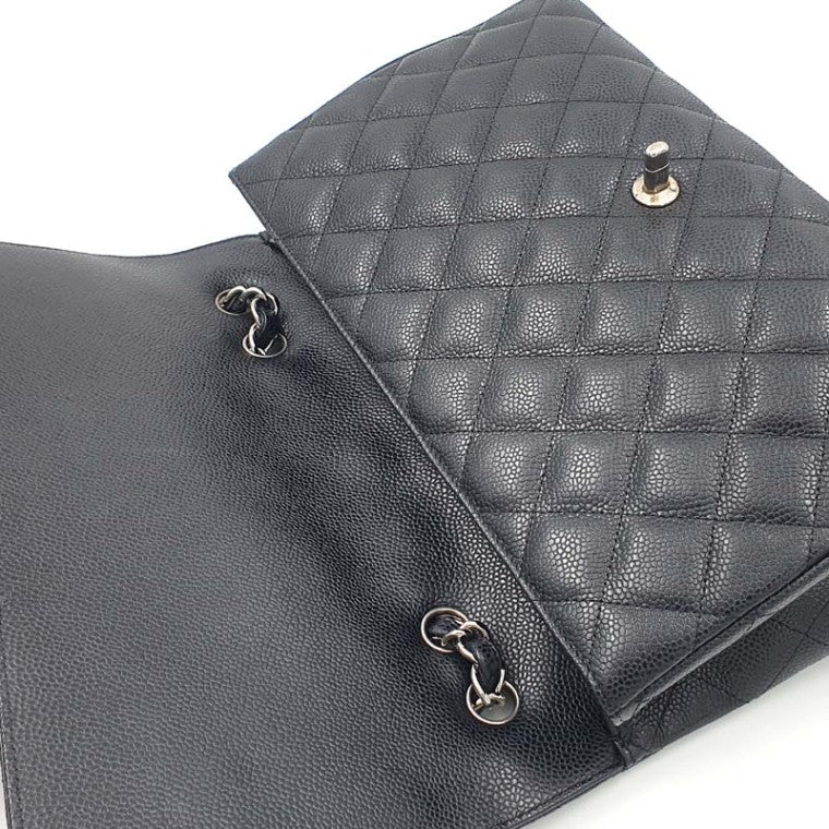 Chanel Classic Caviar Silver Hardware Large