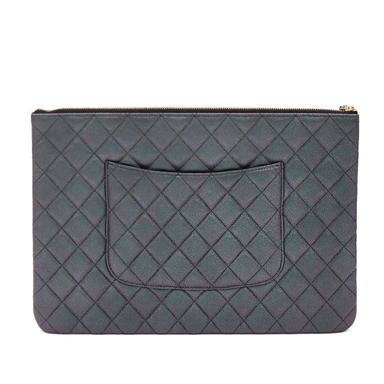 Chanel Caviar Classic Pearl Navy Large Clutch